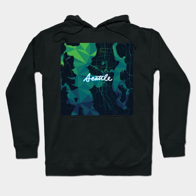 Seattle Map Gradient Script Hoodie by polliadesign